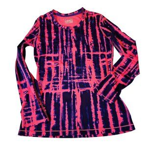 Under Armour Fitted Shirt Womens Small Pink Purple Tie Dye Long Sleeve Heatgear
